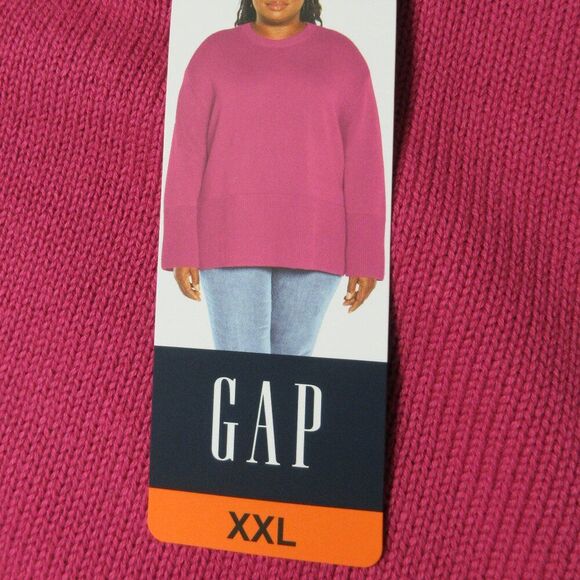 GAP Crew Neck Cotton Sweater Sz XXL (18-20) Fuchsia Pink Knit Top 2XL Shirt NWT - Picture 7 of 13